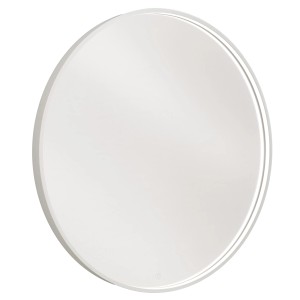 Runder, weißer Badmobil LED-Spiegel, 60 cm Durchmesser, mit umlaufender Beleuchtung.