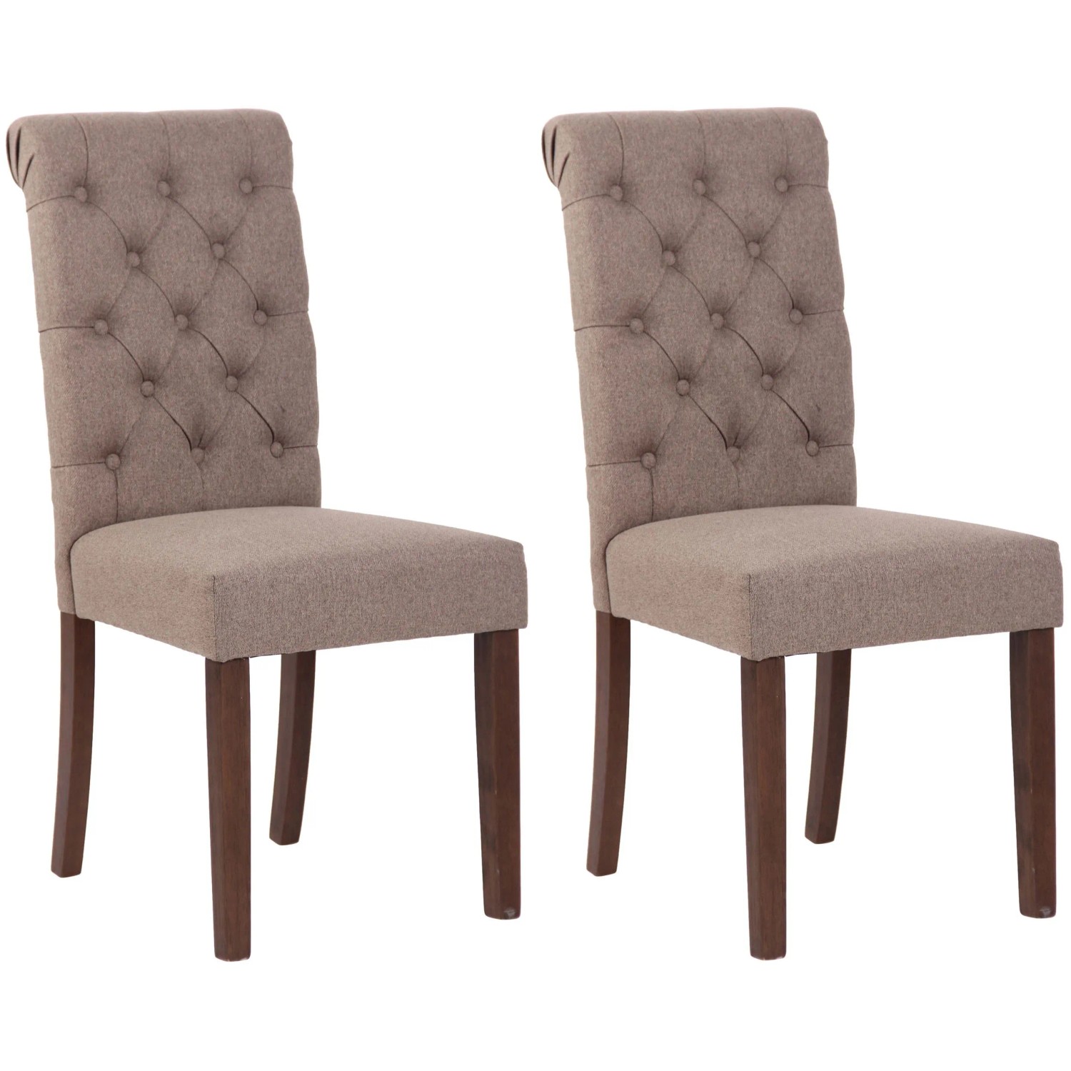 DELUKE 2er Set Esszimmerstühle WALES Stoff 98x45x63cm Taupe Holz Gestell Stühle Esszimmerstühle Esstisch Küchenstuhl