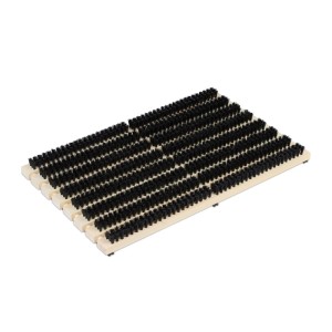 Relaxdays Schuhabstreifer Holz Natur Schwarz Rutschfest 4,5 cm x 59 cm x 36 cm 2 kg