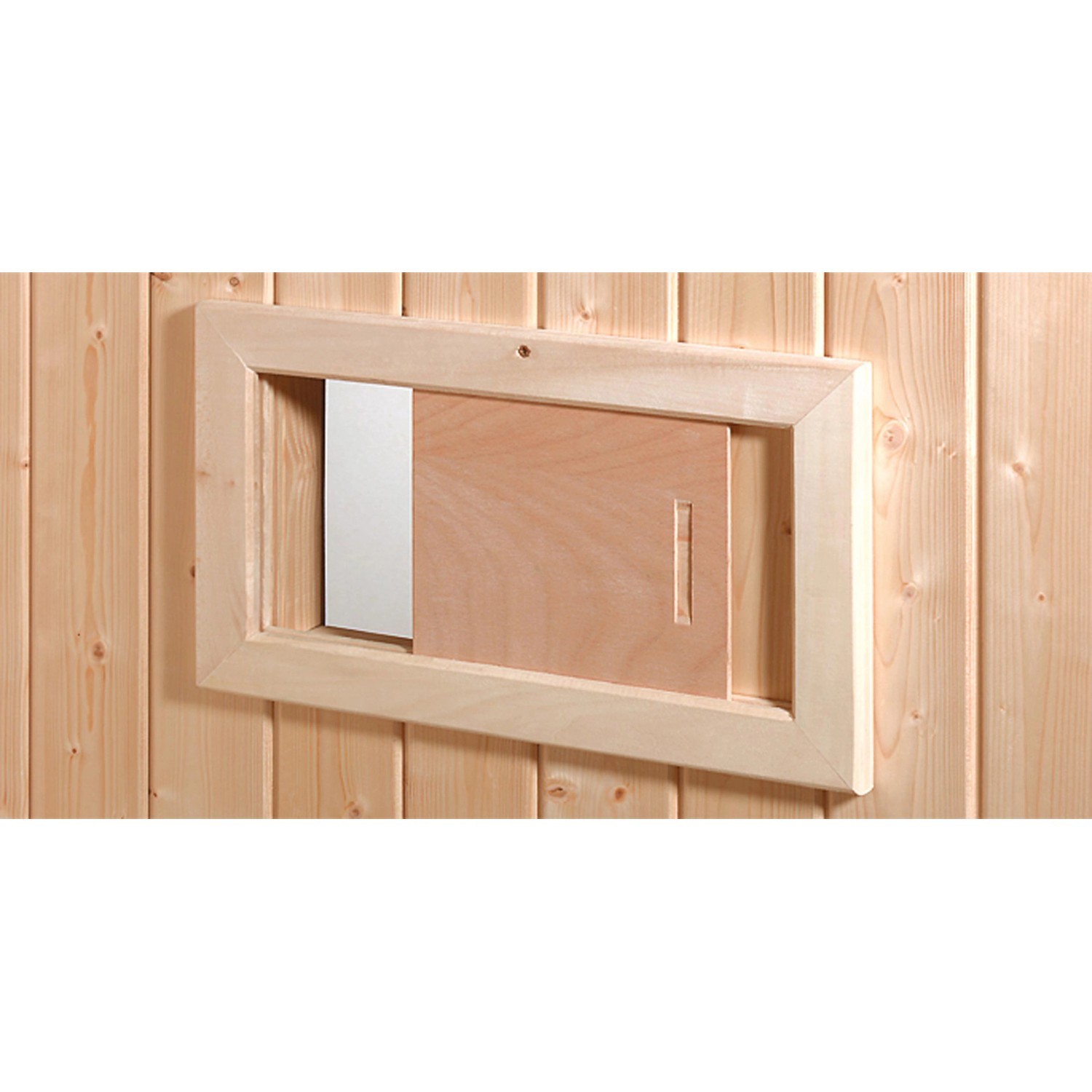 Weka Sauna Abluftschieber aus Fichtenholz und Sperrholz für optimale Luftzirkulation in der Sauna.