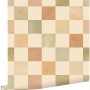 ESTAhome Tapete mit Karomuster in Beige, Braun und Grün.