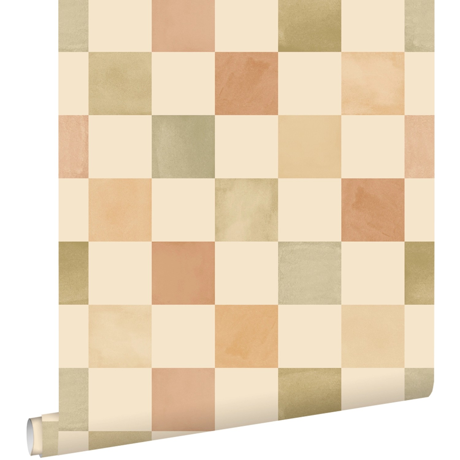 ESTAhome Tapete Karomuster Beige Braun und Grün 50 x 900 cm günstig online kaufen
