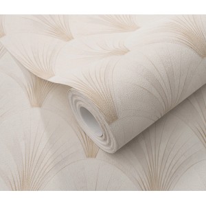 Erismann Vliestapete Elle Decoration 4 Avantgarde Creme mit Art Deco Fächer-Design.