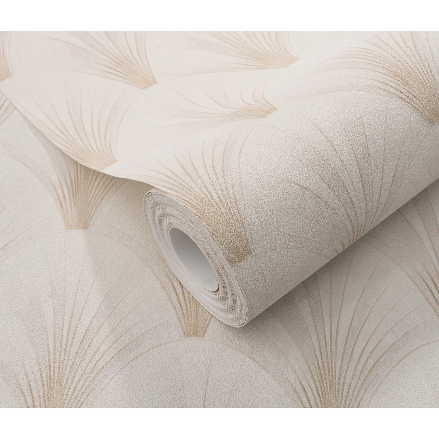 Erismann Vliestapete Elle Decoration 4 Avantgarde Creme mit Art Deco Fächer-Design.