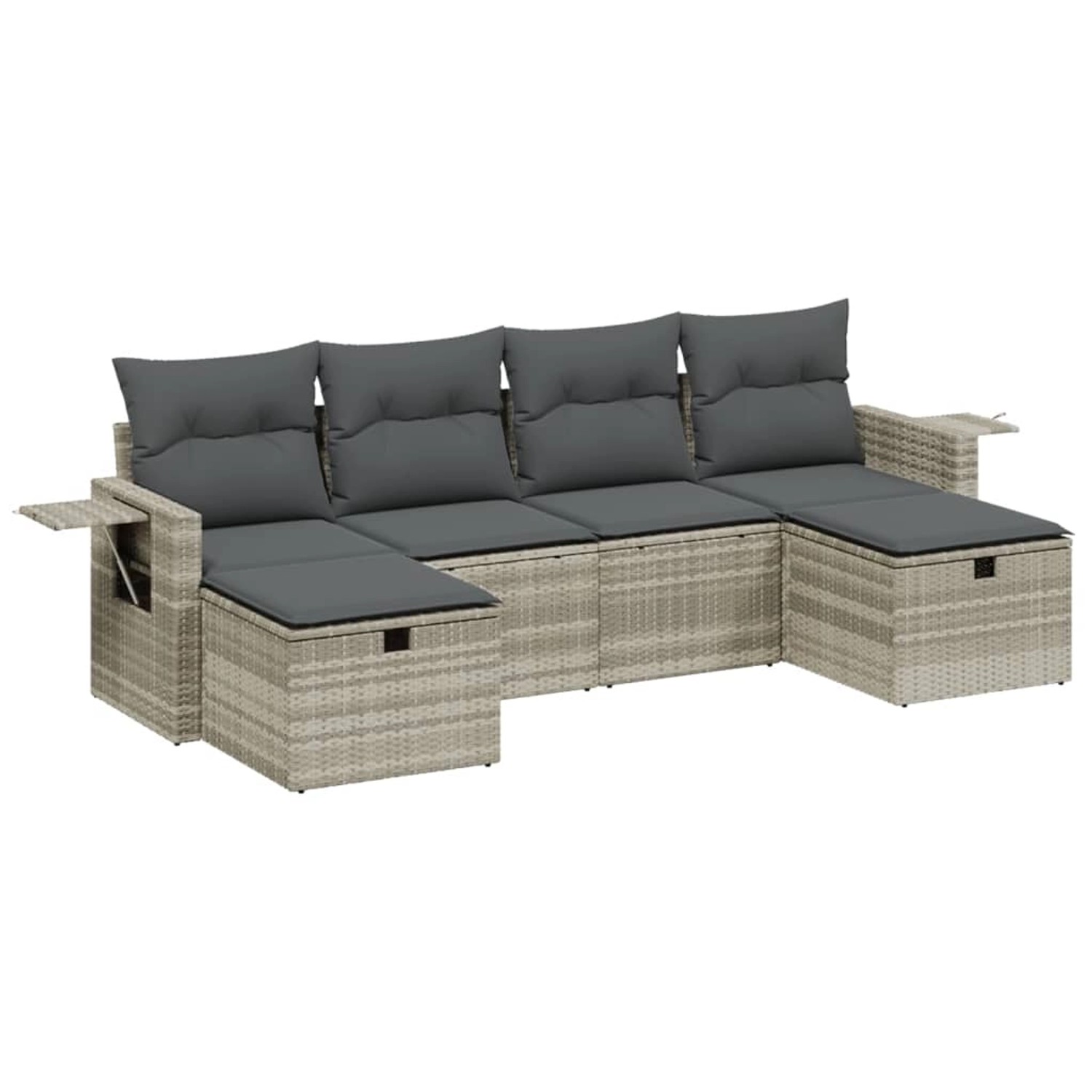 vidaXL 6-Tlg Garten-Sofagarnitur mit Kissen Hellgrau Poly Rattan 3263858 günstig online kaufen