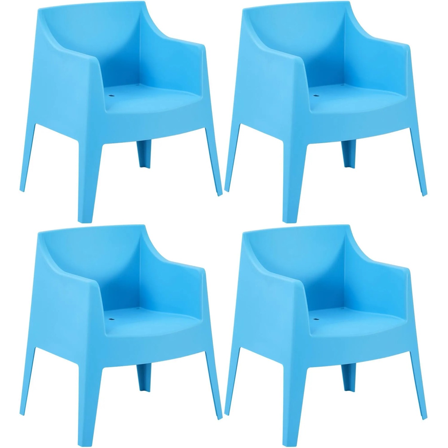 DELUKE Gartenstuhl HENRI 4er Set 73x57x78cm Kunststoff Blau Stapelstuhl Loungestuhl Garten Outdoor-Stuhl