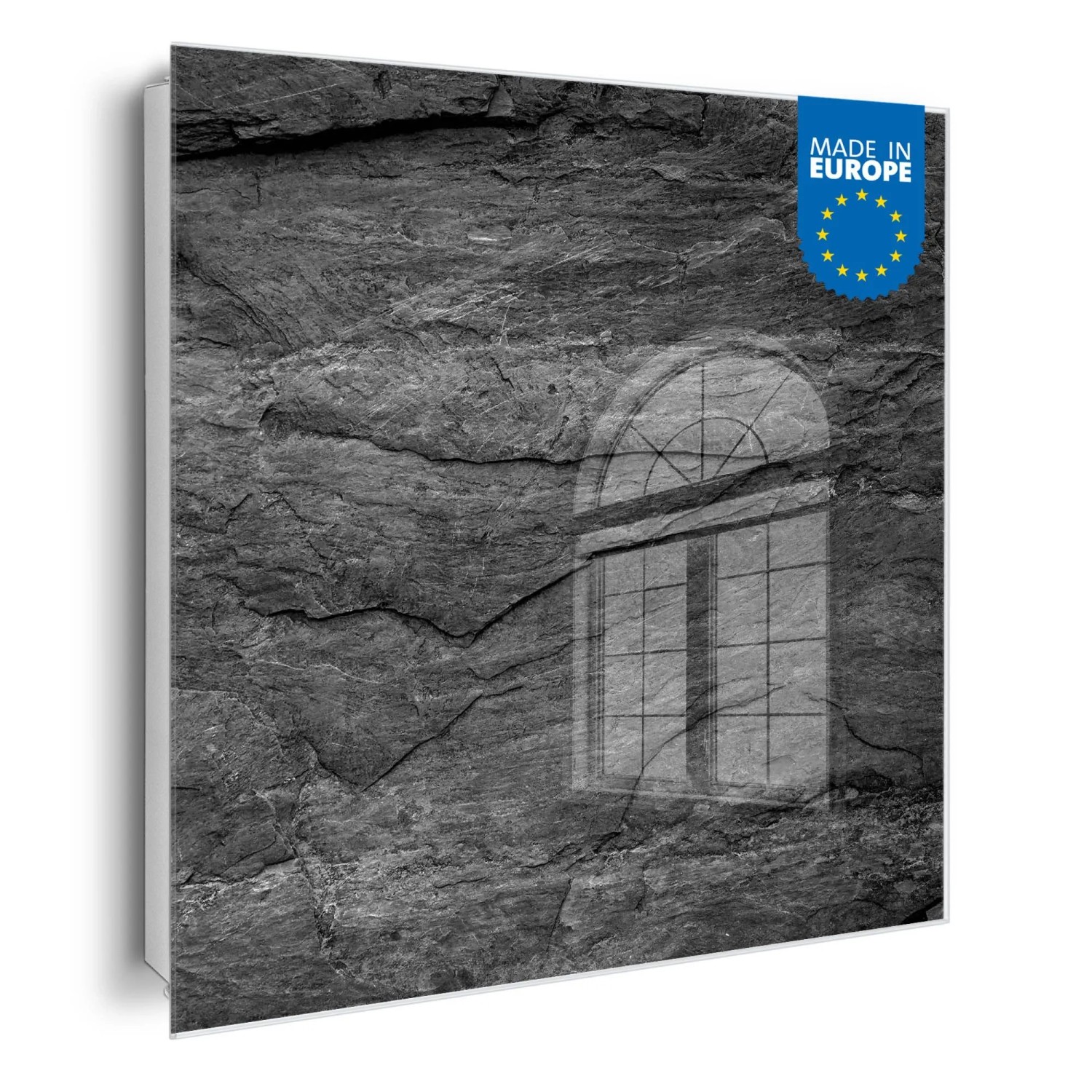 Banjado Großer Schlüsselkasten Glas 30x30cm Weiß Scharnier Links 50 Haken Beschreibbar Magnetisch Motiv Schiefer Platte ...