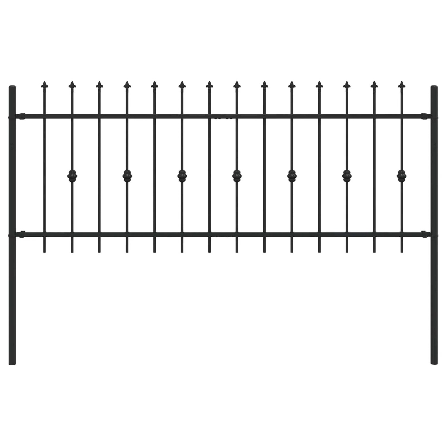 vidaXL Spießzaun Schwarz 200 x 130 cm Pulverbeschichteter Stahl 42030081