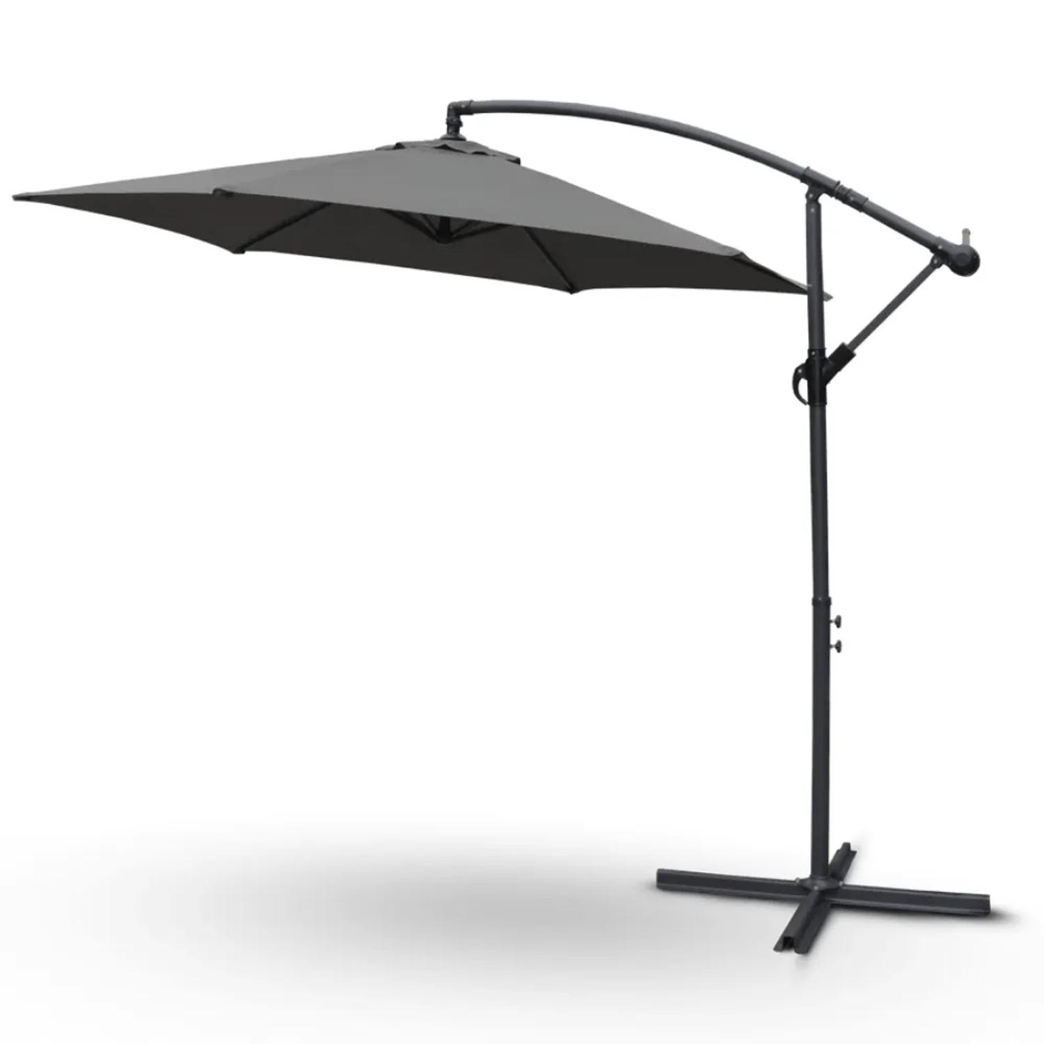 DELUKE Ampelschirm 270cm Wetterfest EMCO mit Schutzhülle Sonnenschirm 6-eckig Kurbelschirm mit Ständer Anthrazit