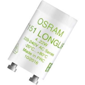 Osram Starter für Leuchtstofflampe, 4-22W, 4,03x2,15cm. Zündet Leuchtstoffröhren zuverlässig.