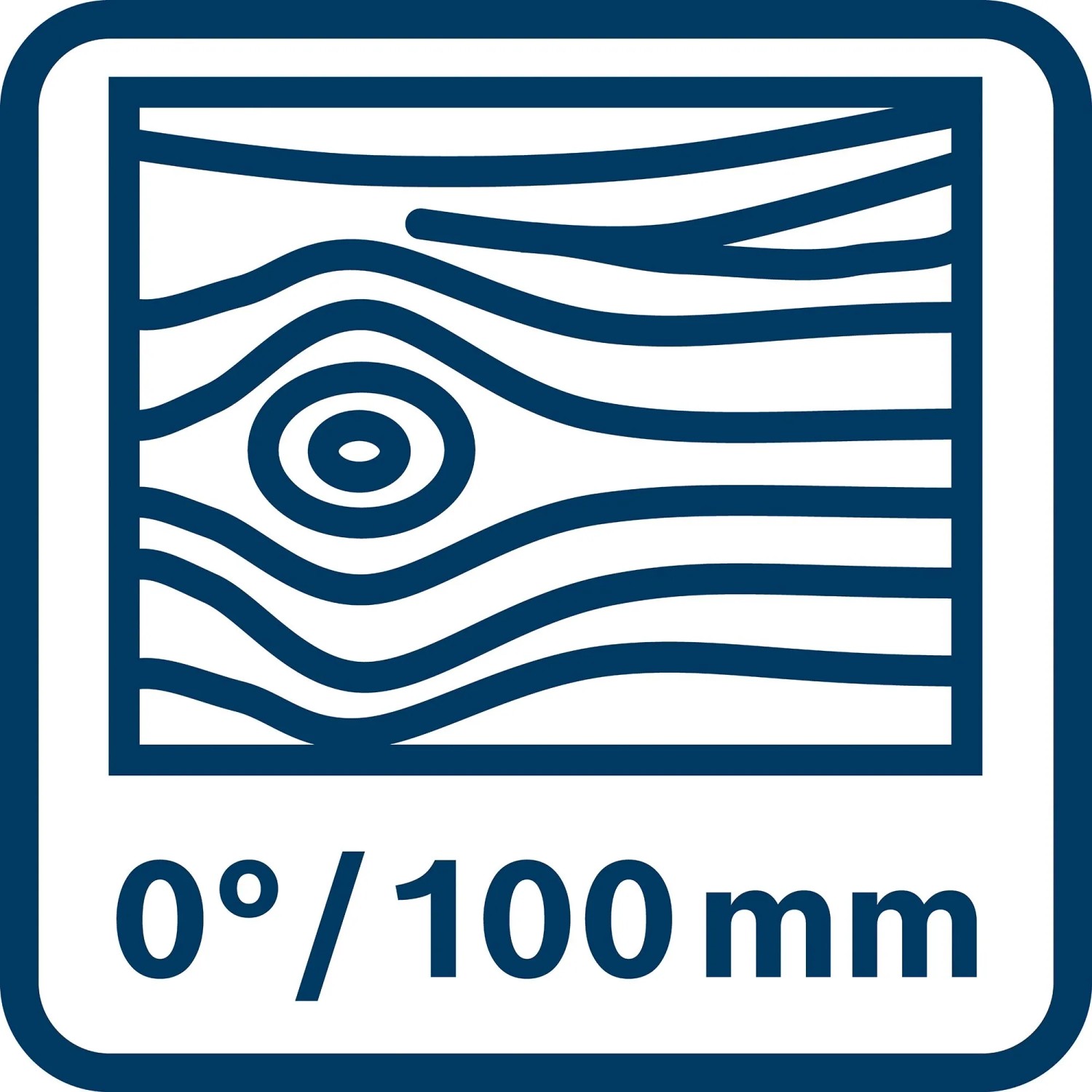 Symbol für 100 mm Schnitthöhe der Bosch Professional Tischkreissäge GTS 100-254.