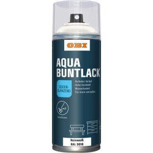 OBI Buntlack Spray Reinweiß, seidenglänzend, 400ml Dose.