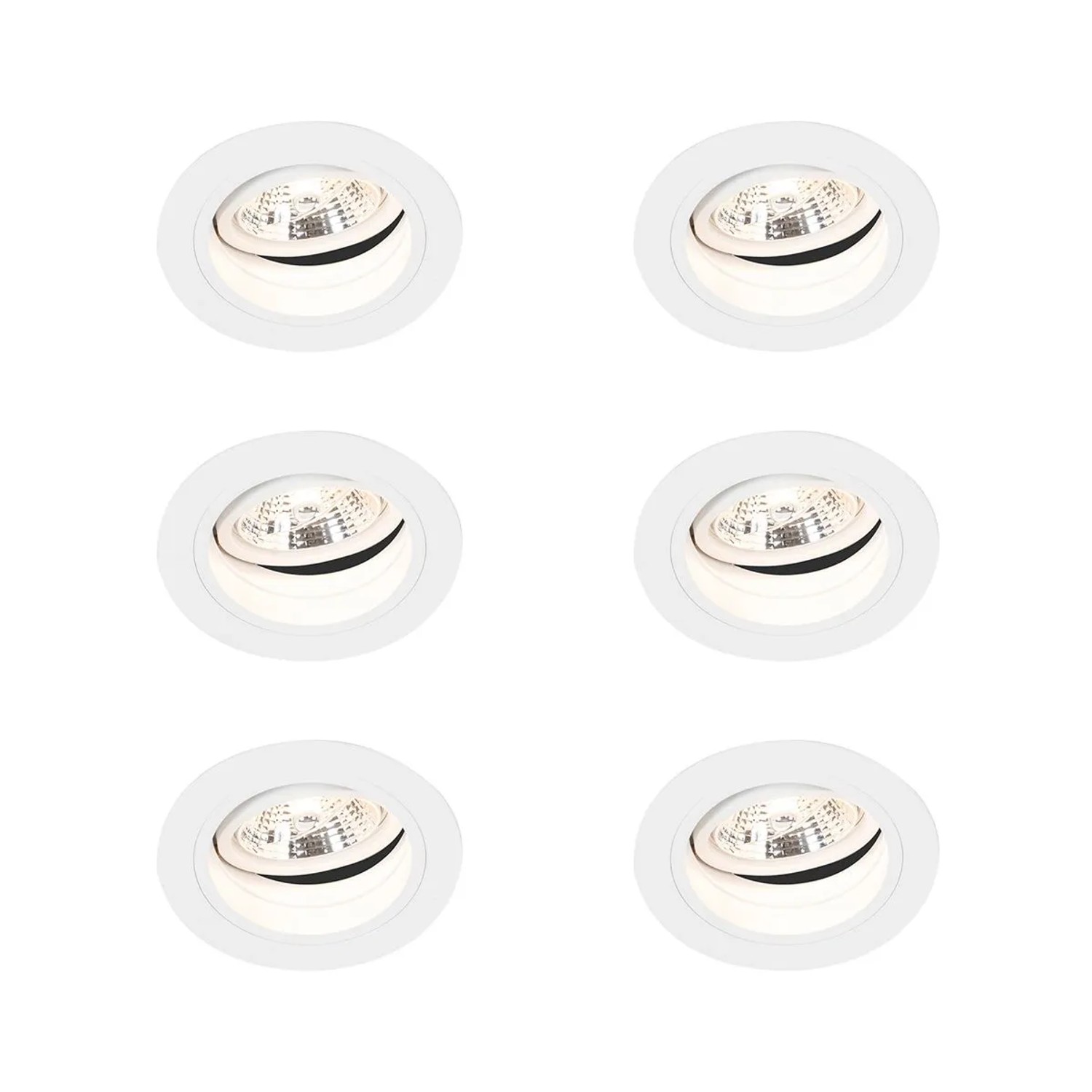 QAZQA Set mit 6 Einbaupunkt Weiß Einstellbar Rund Spannfutter 70