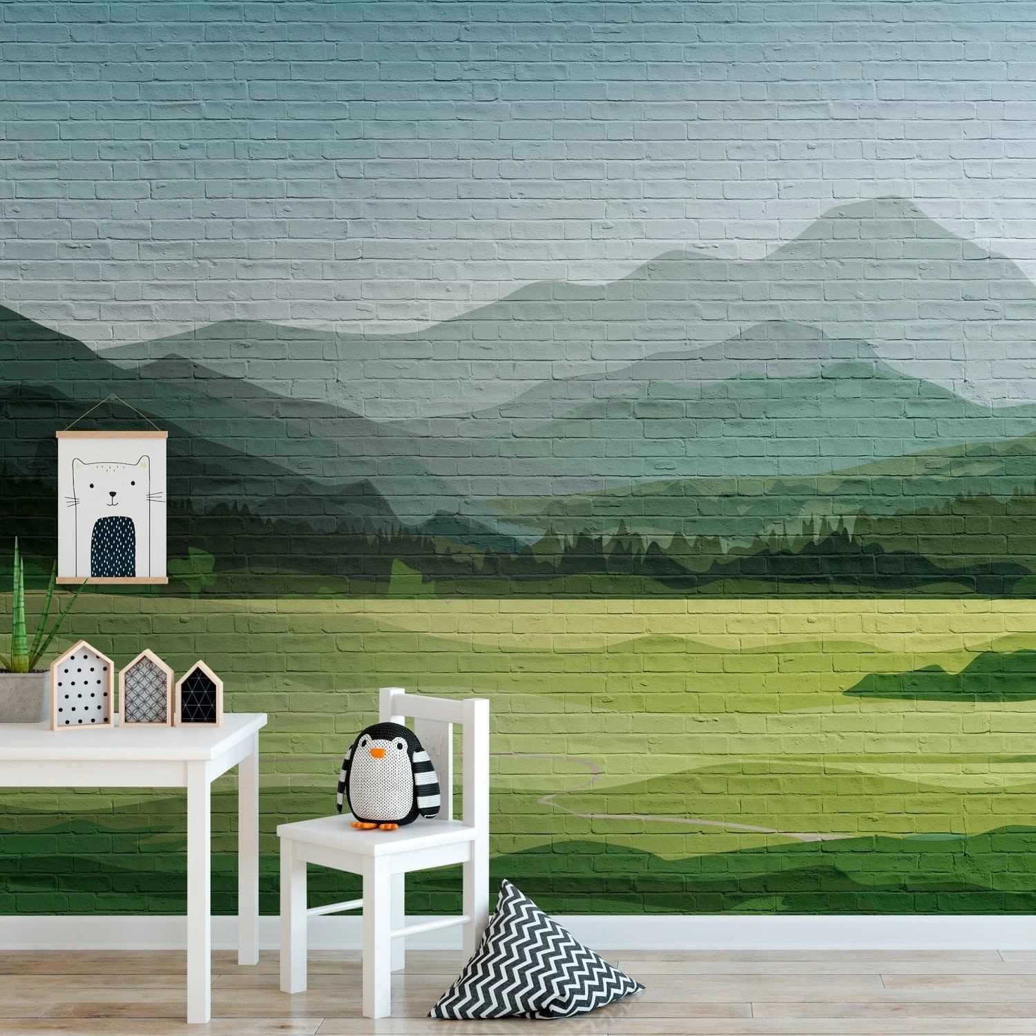 PROFHOME 382981-GU Fototapete Landschaft Matt Grün Blau Grau 3,71 m x 2,8 m günstig online kaufen