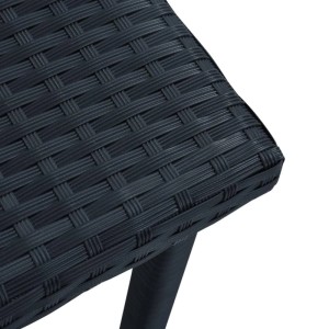 Detailansicht: Schwarzer Furnicato Garten-Beistelltisch aus Poly Rattan, 40x40x40 cm.