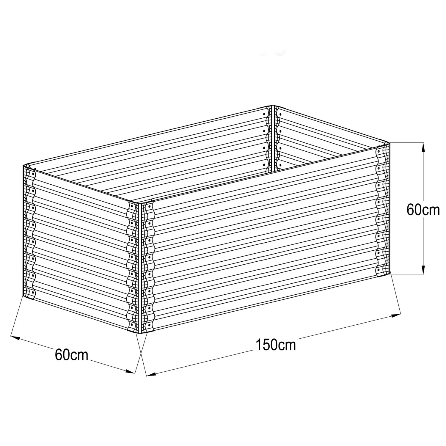 Floraworld Pflanzkasten Welle, anthrazit, 150x60x60 cm, Metall-Hochbeet für Garten und Terrasse.