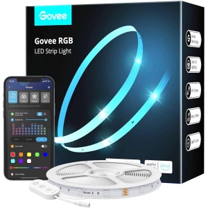 Govee Smart RGB LED-Streifen 5m (H615A) mit App-Steuerung, aufgerollt und in Verpackung.