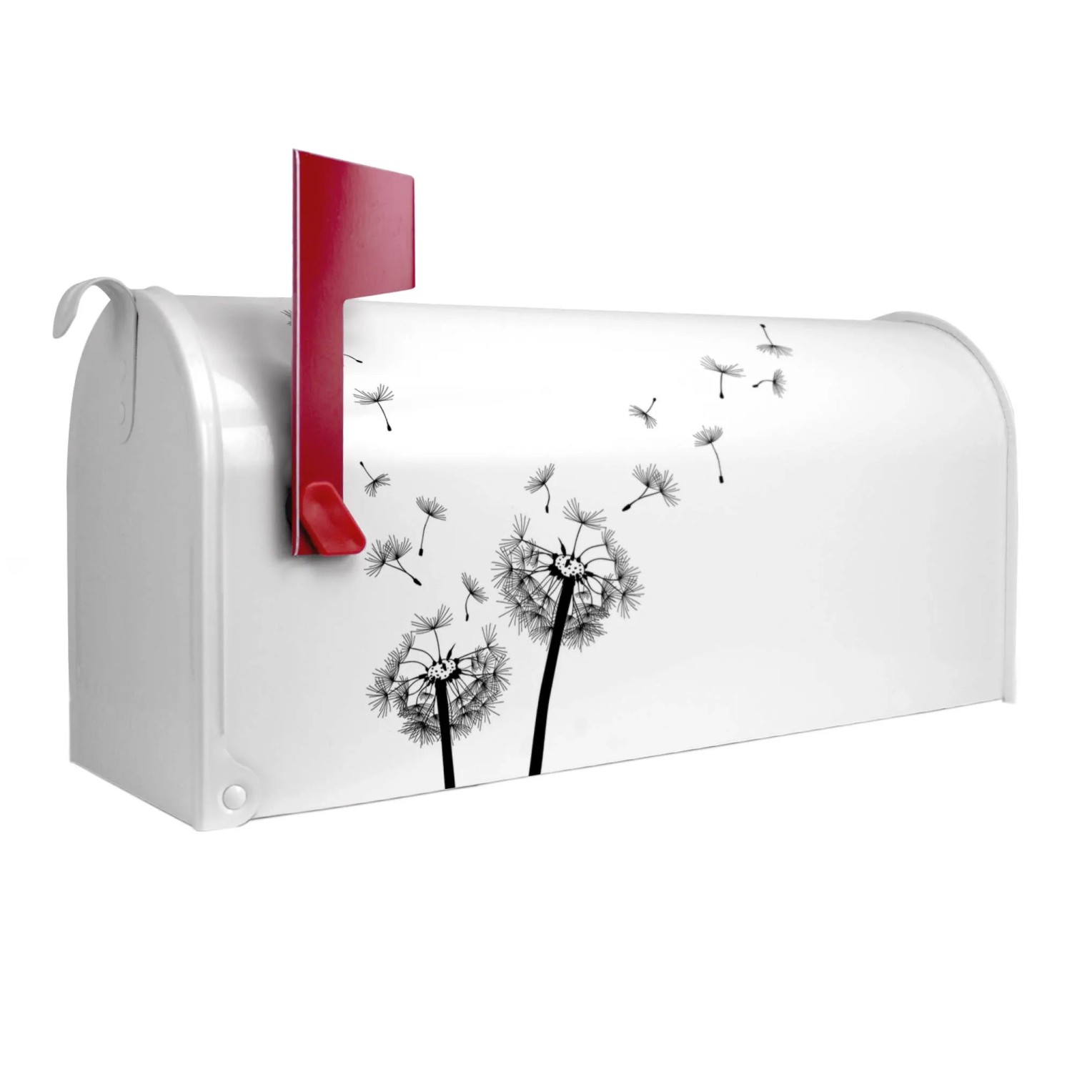 Banjado Amerikanischer Briefkasten Weiß  48x22x16cm - US Mailbox / Letterbox Postkasten Stahl / Pulverbeschichtet Motiv Wt Pusteblume 2