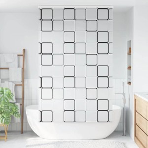 vidaXL Duschrollo 140x240 cm mit Quadratmuster im Badezimmer.