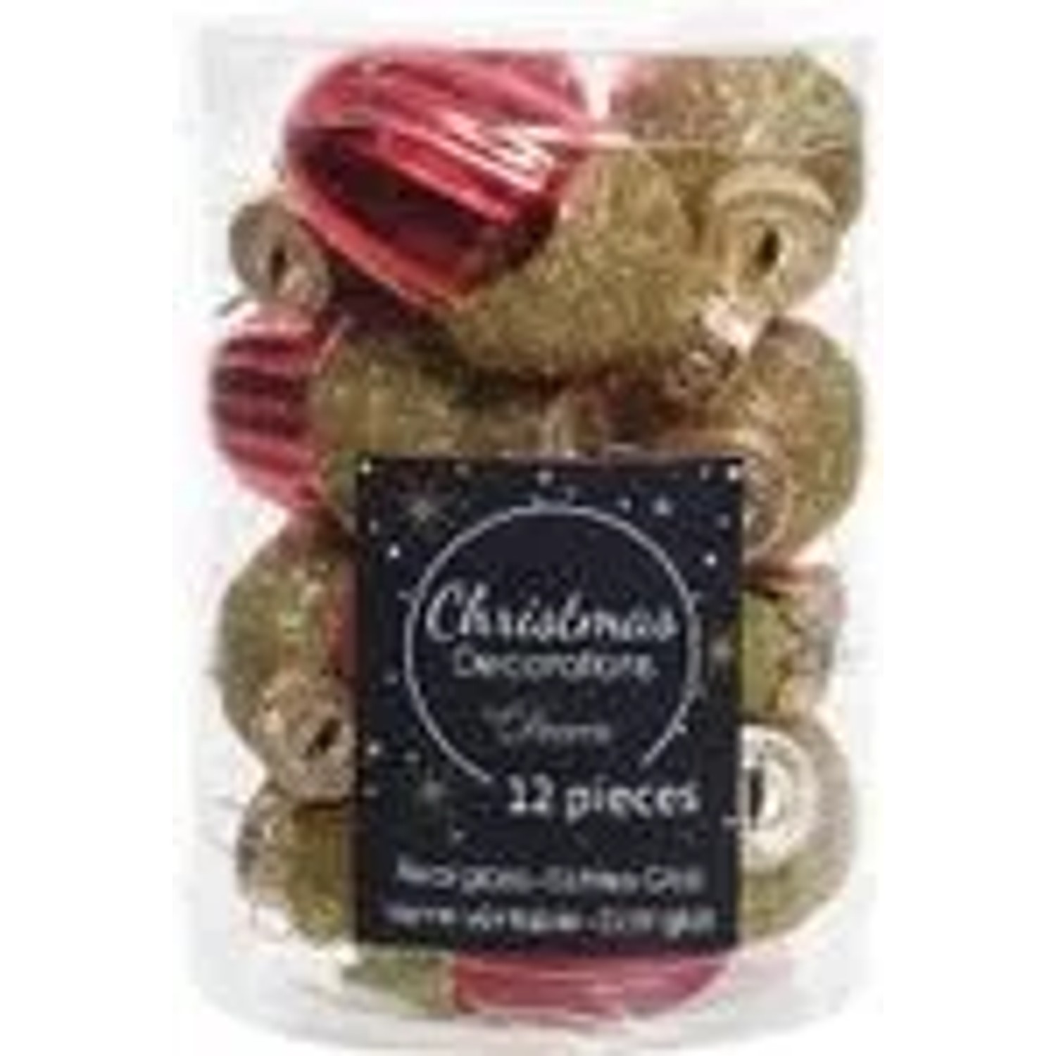 Kaemingk Christbaumschmuck Eichel Glas  3 cm x 4 cm 12 Stueck Rot Gold