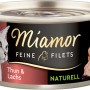Miamor Katzen-Nassfutter mit Thunfisch und Lachs, 80g Dose. Feine Filets in natürlichem Saft.