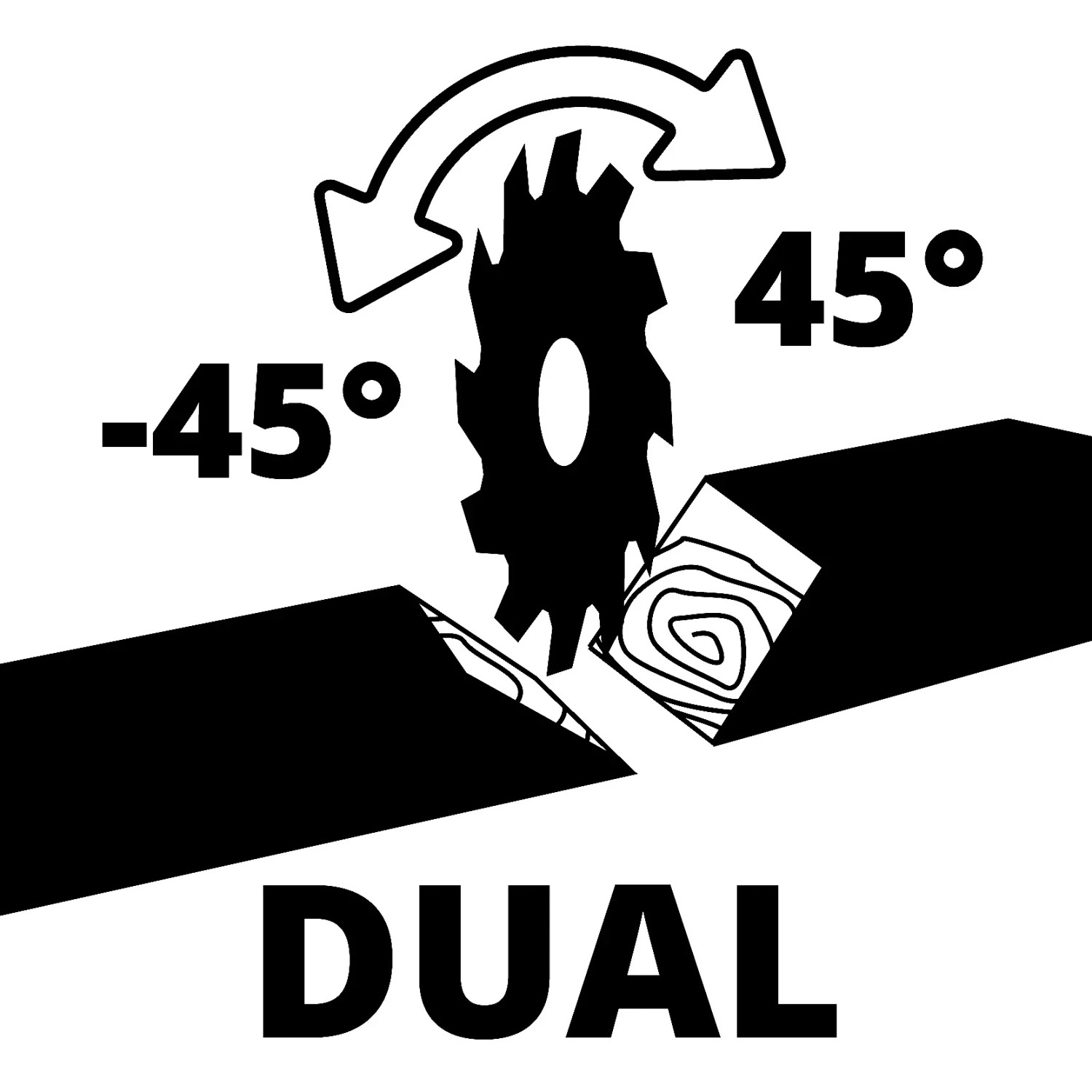 Symbol für Einhell Zug-Kapp-Gehrungssäge TE-SM 10 L Dual: Gehrungsschnitte bis 45 Grad.