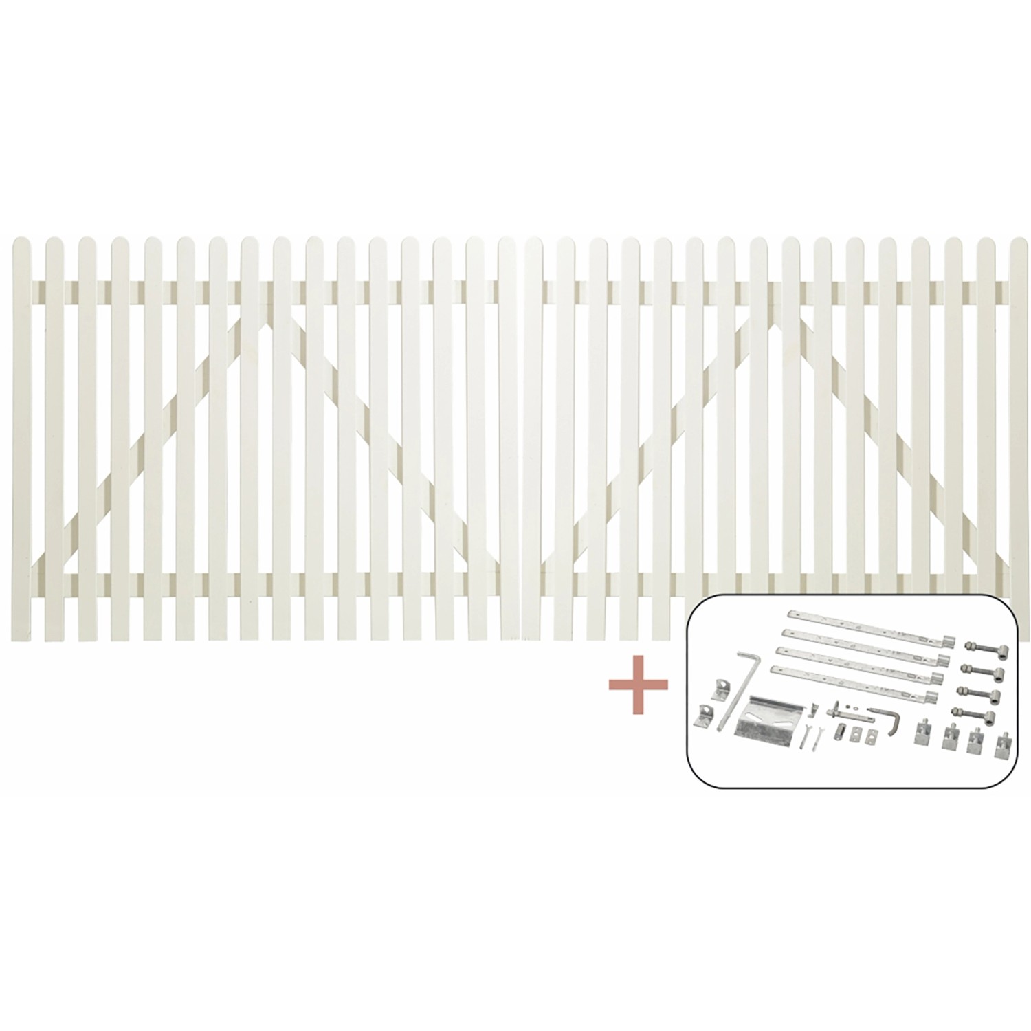 Doppeltor Retro Nadelholz Weiß 300 cm x 120 cm günstig online kaufen