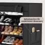 Schwarzer Stoffschrank Schuhschrank mit Seitentaschen für extra Stauraum. Vliesstoff Schuhregal, platzsparend.
