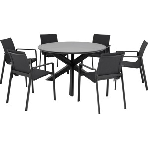 Gartenmöbel-Set Abington 7-teilig Textilen Aluminium-Stahl Anthrazit-Grau