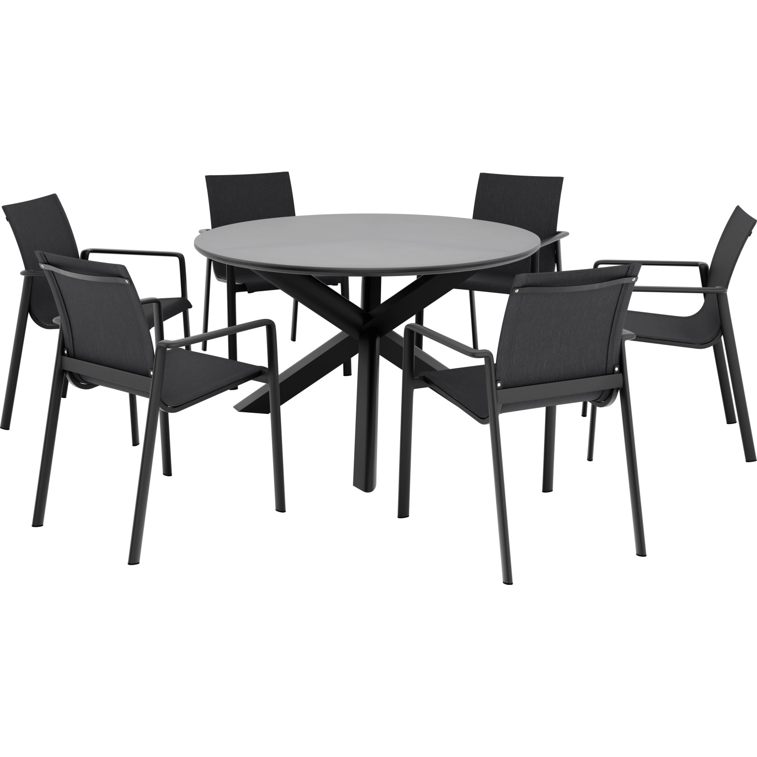 Gartenmöbel-Set Abington 7-teilig Textilen Aluminium-Stahl Anthrazit-Grau