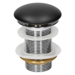 Ablaufgarnitur für ML-Design Waschbecken, Keramik schwarz matt, mit Edelstahl und Dichtungen.