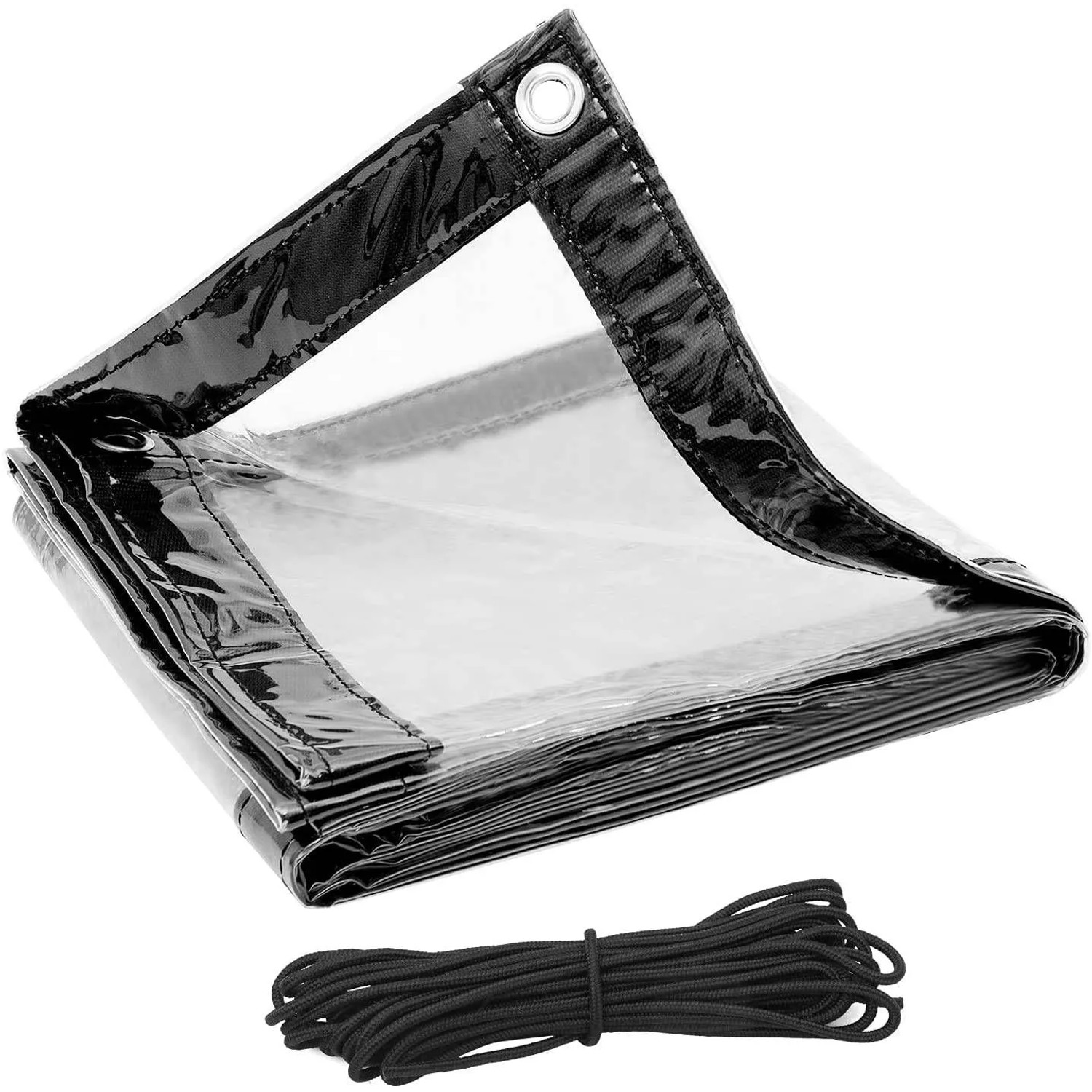 WOLTU PVC Abdeckplane mit Ösen und Seil 380 g/m² Transparent 2x2 m