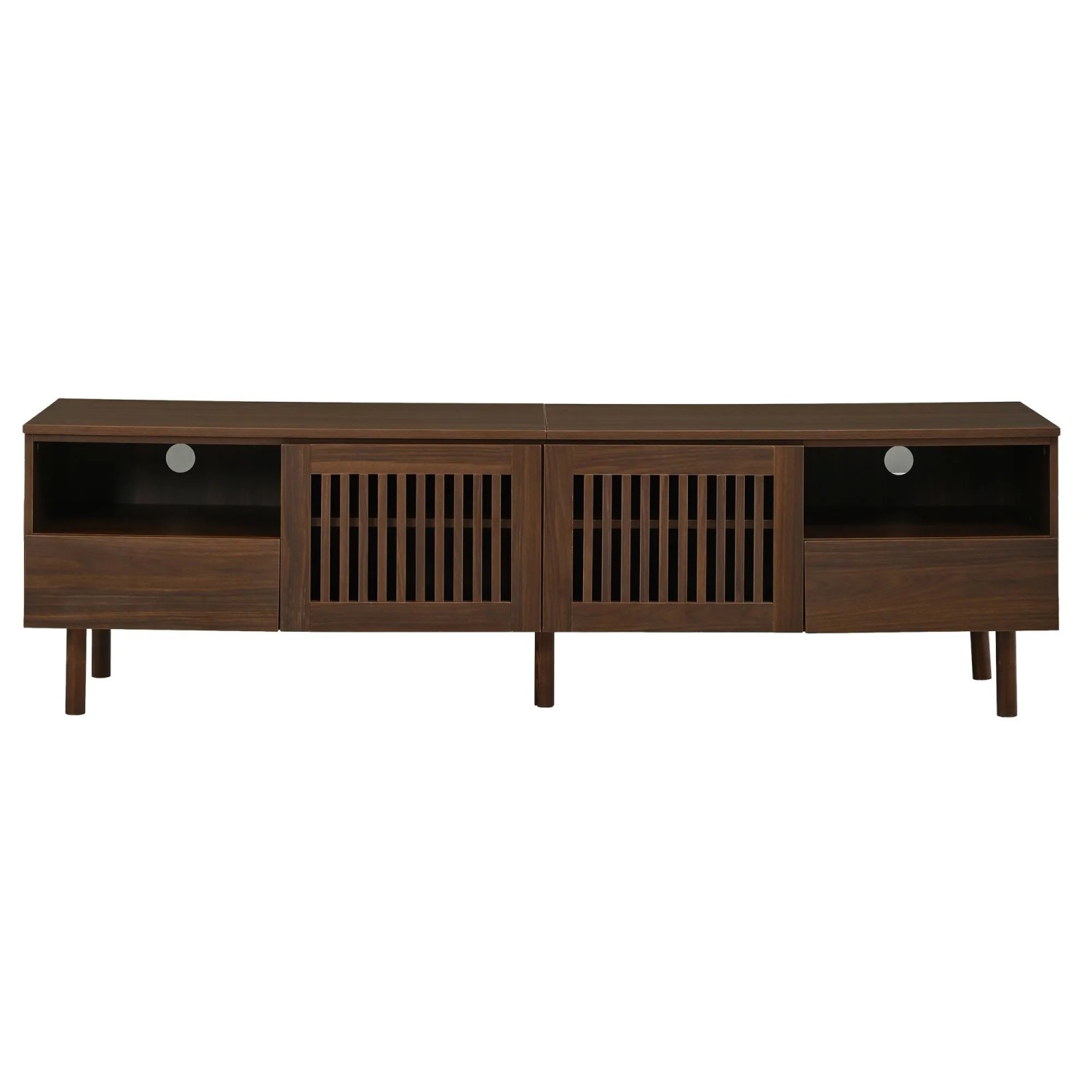 Merax TV Lowboard 180 cm 2 Gittertüren 2 Schubladen Massivholzbeine