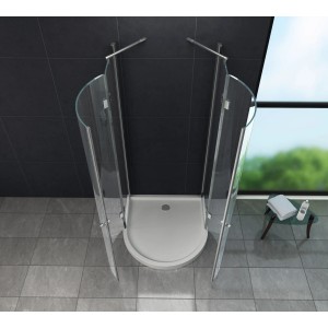 Glasdeals U Duschkabine SOLUS 100x100 cm mit Eckeinstieg und ohne Duschtasse.