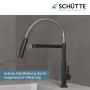 Schütte Spiralfeder-Spültischarmatur Miami, Chrom/Schwarz-Matt. Küchenarmatur mit Geschirrbrause.