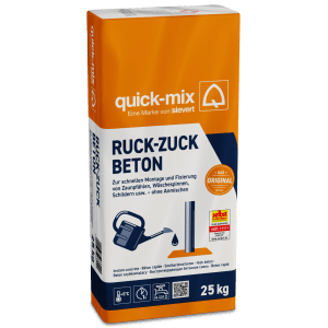 Quick-Mix Ruck-Zuck Beton 25 kg Sack, Schnellbeton für Montage und Fixierung.