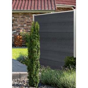 Elephant Cora Line Zaunbretter in Anthrazit, WPC Sichtschutzzaun, glatt gebürstete Oberfläche.