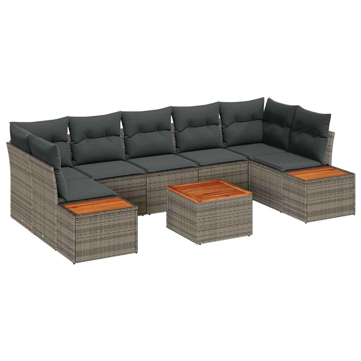 vidaXL Garten-Sofa-Set mit Kissen mit Speicher 8-Tlg Grau Poly Rattan 33567 günstig online kaufen