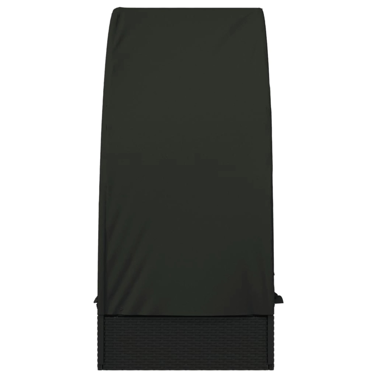 Schwarze vidaXL Sonnenliege mit Runddach aus Poly Rattan, abgedeckt.