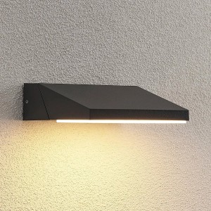 Moderne, schwarze Lucande LED-Außenwandleuchte Auda aus Aluminium. Warmweißes Licht.