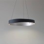 Runde, schwarze LED Pendelleuchte aus Metall, dimmbar. Modernes Design für Wohn- und Esszimmer.