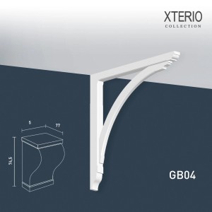 Weiße ORAC DECOR GB04 Fassadenkonsole XTERIO für Vordach, 77x74,5x5cm. Zubehör für Paneele.