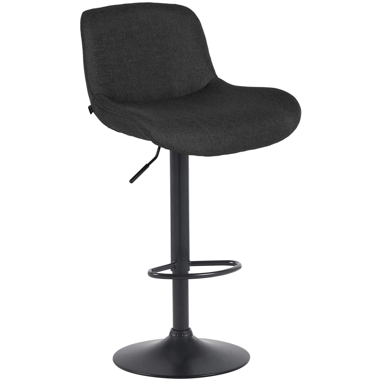 DELUKE Barhocker PONOR Stoff Schwarz 50x50x85cm Schwarz Barstuhl Höhenverstellbar Mit Lehne Drehbar Tresenhocker Tresenstuhl