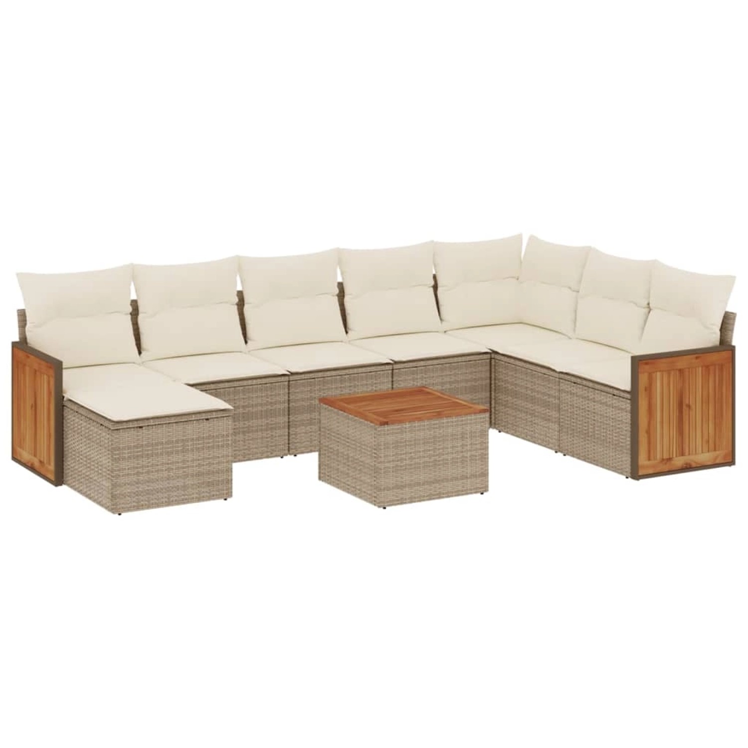 vidaXL 9-Tlg Garten-Sofagarnitur mit Kissen Beige Poly Rattan 3260336 günstig online kaufen