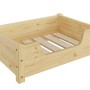 Gemütliches Tierbett aus Kiefernholz, naturfarben, mit Rollrost für Hunde und Katzen (60x40 cm).