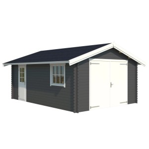 Lasita Garage Yarik, 380x540 cm, carbongrau, mit Doppeltor, Tür und Fenster. Fertiggarage für Ihr Auto.
