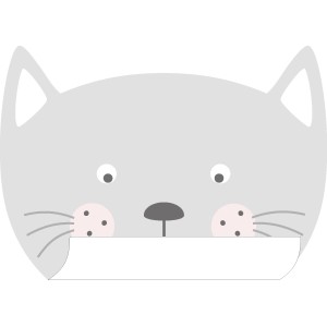 ESTAhome Wandtattoo Tierkopf Katze, hellgrau, 70x58 cm. Selbstklebend für Kinderzimmer.