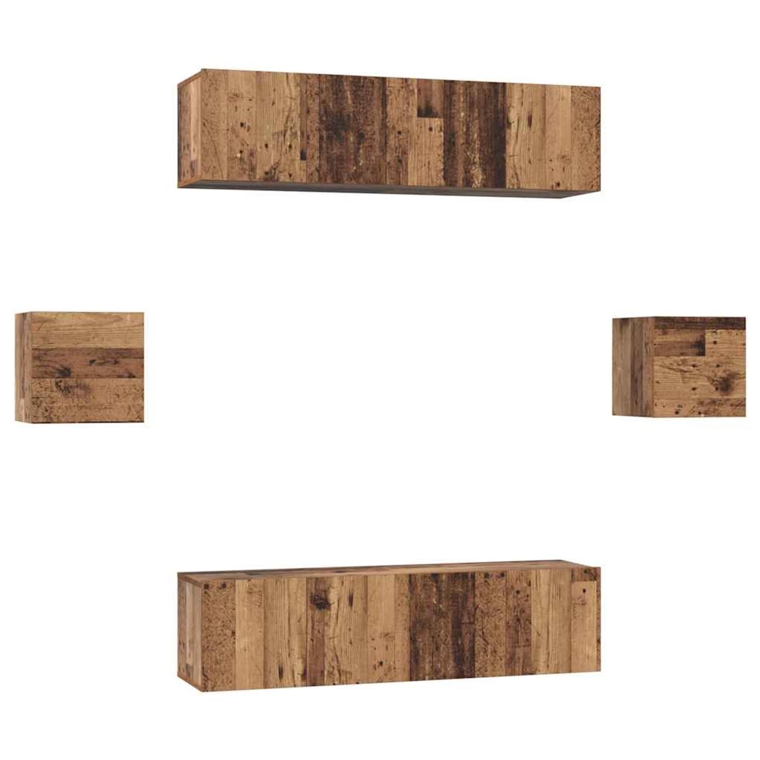 vidaXL TV-Schrank-Set Wandmontiert 6-Tlg Altholz Holzwerkstoff 3393399 günstig online kaufen
