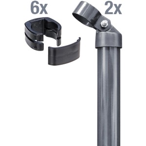 Eck-Set für Alberts Fix-Clip Pro Zaun, anthrazit, 122cm hoch, zum Einbetonieren. Enthält Streben und Befestigungs-Sets.