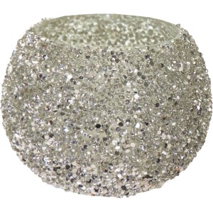 Silbernes Mega Collections Pflanzgefäß Strass, Ø 13,5 cm, glitzernder Übertopf für Pflanzen.